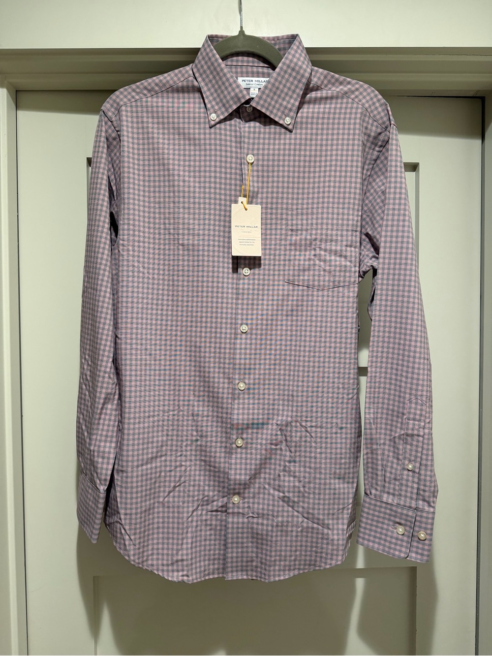 Peter Millar Murray Performance Poplin Shirt Small NWT Rosewood Plaid